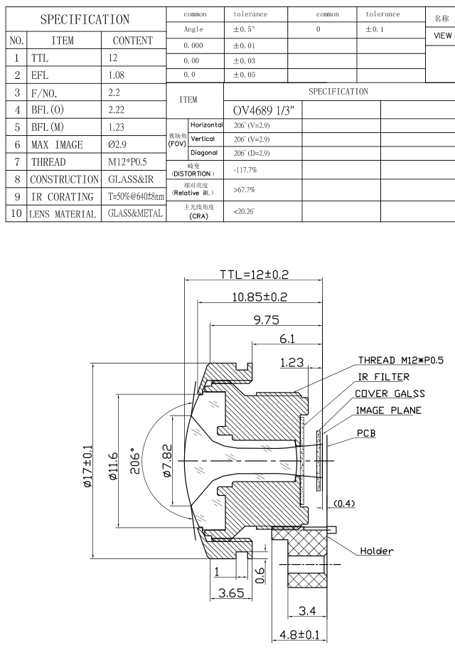 Cctv Fisheye Lens Datasheet